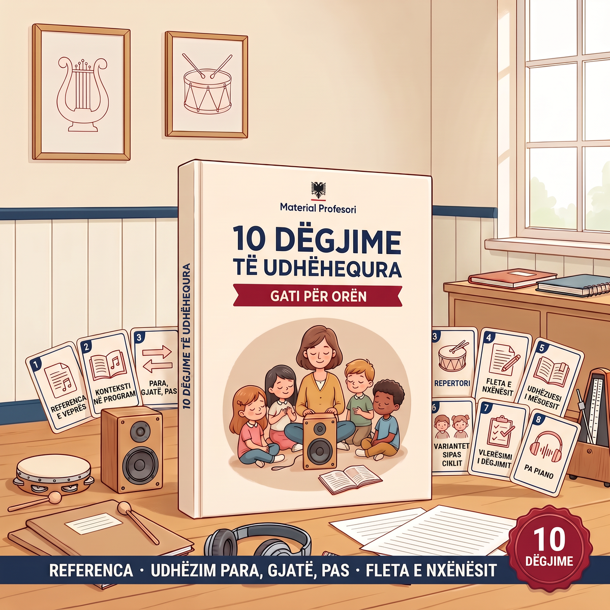 10 DËGJIME TË UDHËHEQURA: njësi dëgjimi të plota me fletën e nxënësit, udhëzuesin e mësuesit dhe vlerësimin e dëgjimit