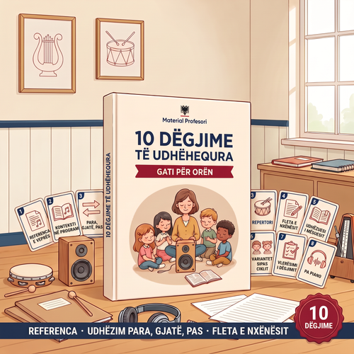 10 DËGJIME TË UDHËHEQURA: njësi dëgjimi të plota me fletën e nxënësit, udhëzuesin e mësuesit dhe vlerësimin e dëgjimit